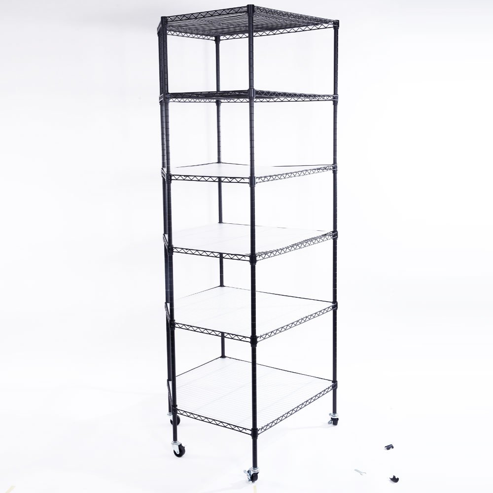 GT4-LY Heavy Duty 6-Layer Plastic Coated Hexagonal Corner Shelf with 2