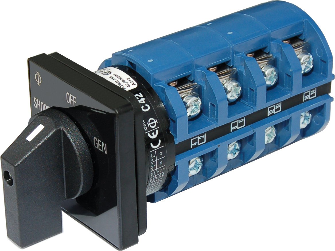 Blue Sea Systems 9093 AC Rotary Switch - OFF + 2 Positions 120/240V AC 65A, Blue, Small - Perfect for Marine, RV & Industrial Electrical Systems