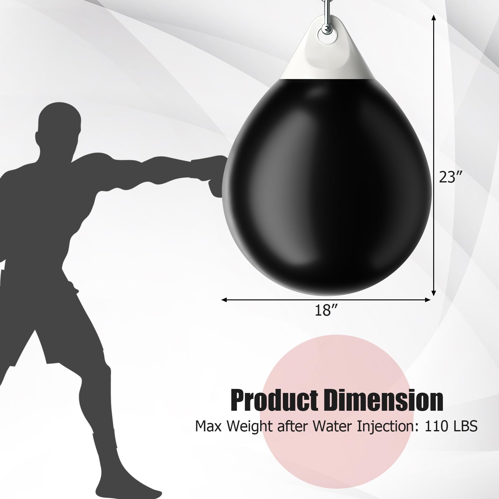 GYMAX Heavy Duty Water Filled Punching Bag with Water Injector & Hanging Accessories - Folding Boxing Bag for Home Gym, Boxing Training Equipment for Adults & Teens - Perfect for MMA, Kickboxing, and Fitness Workouts