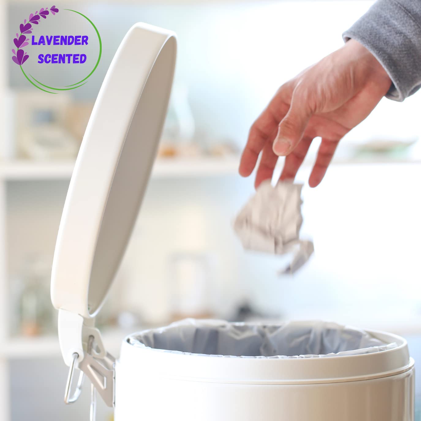 4 Gallon Lavender Scented Drawstring Trash Bags - 120 Count Small Bathroom Garbage Can Liners for Home, Office, Kitchen & Bedroom Waste Bins - Fresh Scented Odor Control for Daily Use