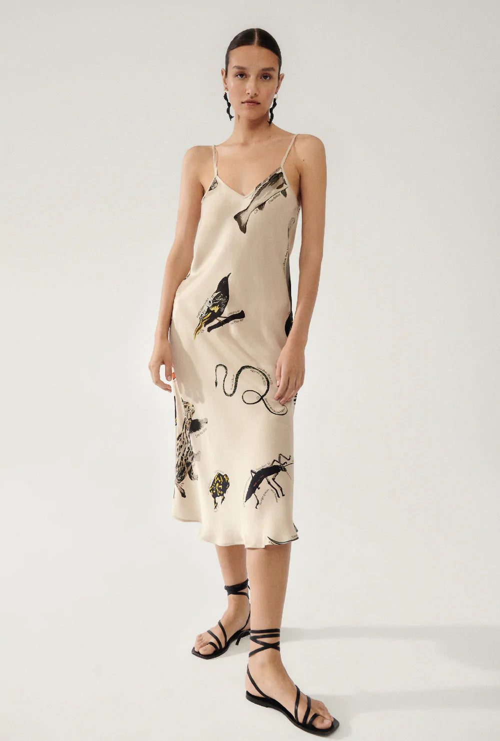 90s Vintage Slip Dress - Endangered Species Print Hazelnut Brown | Boho Chic Night Out & Casual Daywear