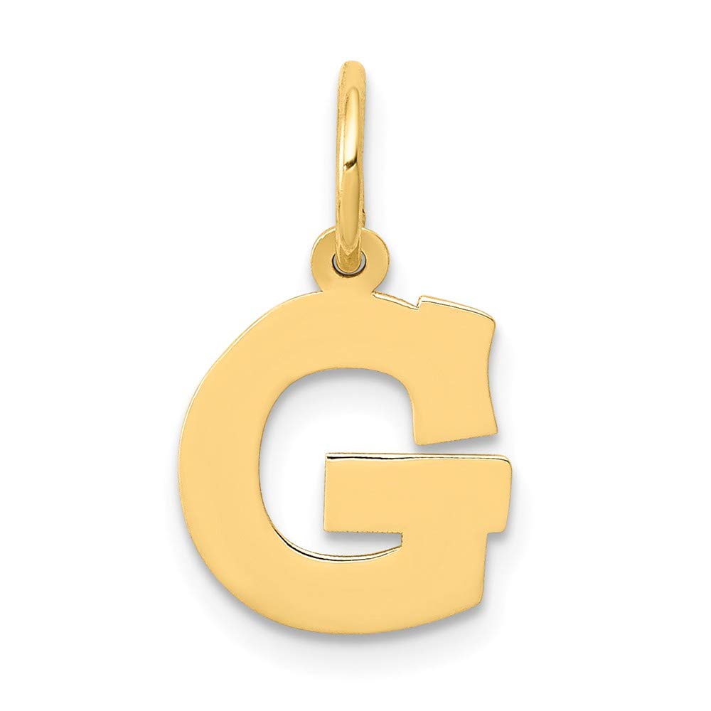 14K Solid Yellow Gold Small Block Initial Letter G Alphabet Charm Pendant - 18mm Personalized Jewelry for Necklace, Bracelet & Gift Giving