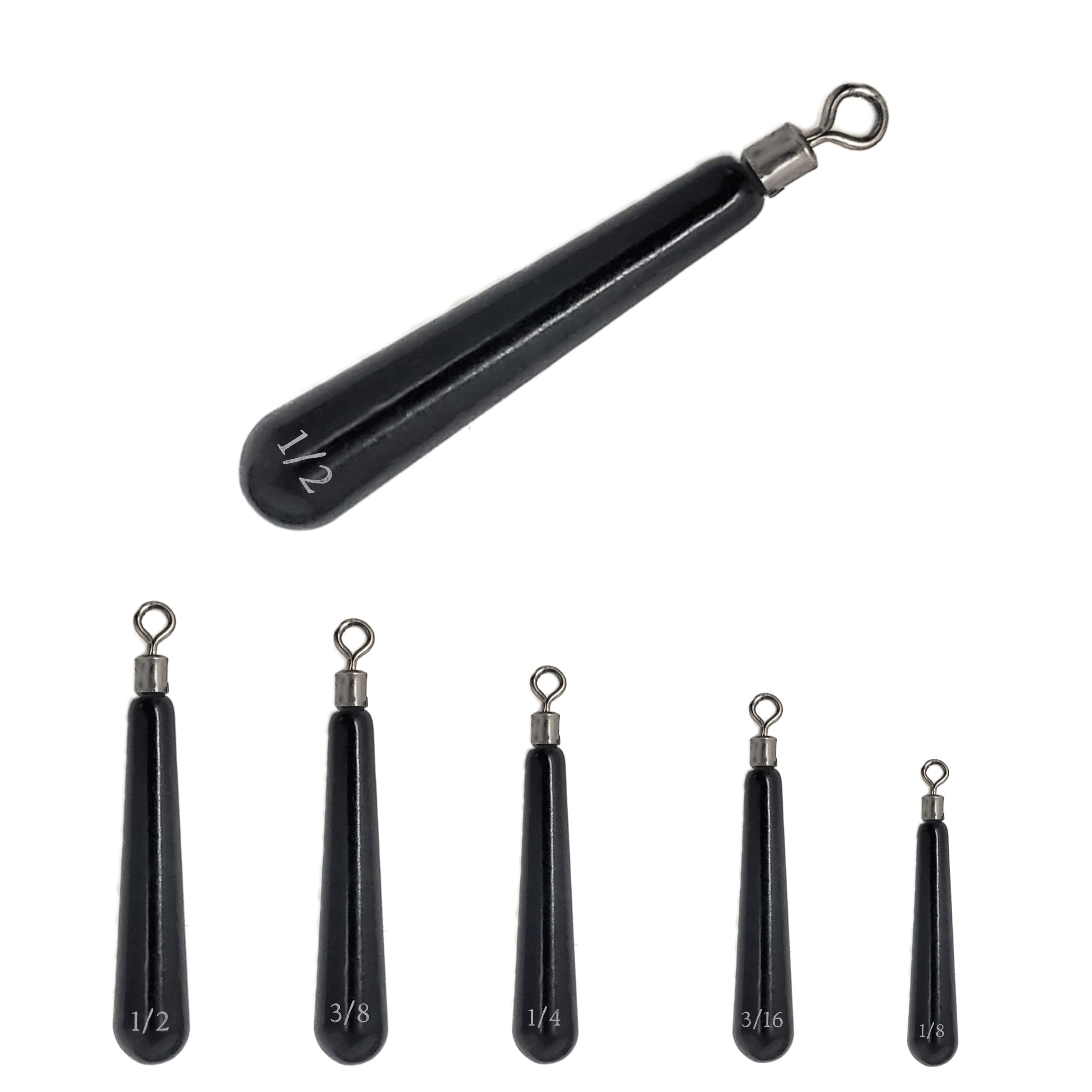 Reaction Tackle Tungsten Drop Shot Weights - Premium Bass Fishing Sinkers for Dropshot Rigs | Skinny Tungsten Weights with Size Stamped for Freshwater & Saltwater Fishing | Ideal for Bass, Walleye, and Panfish