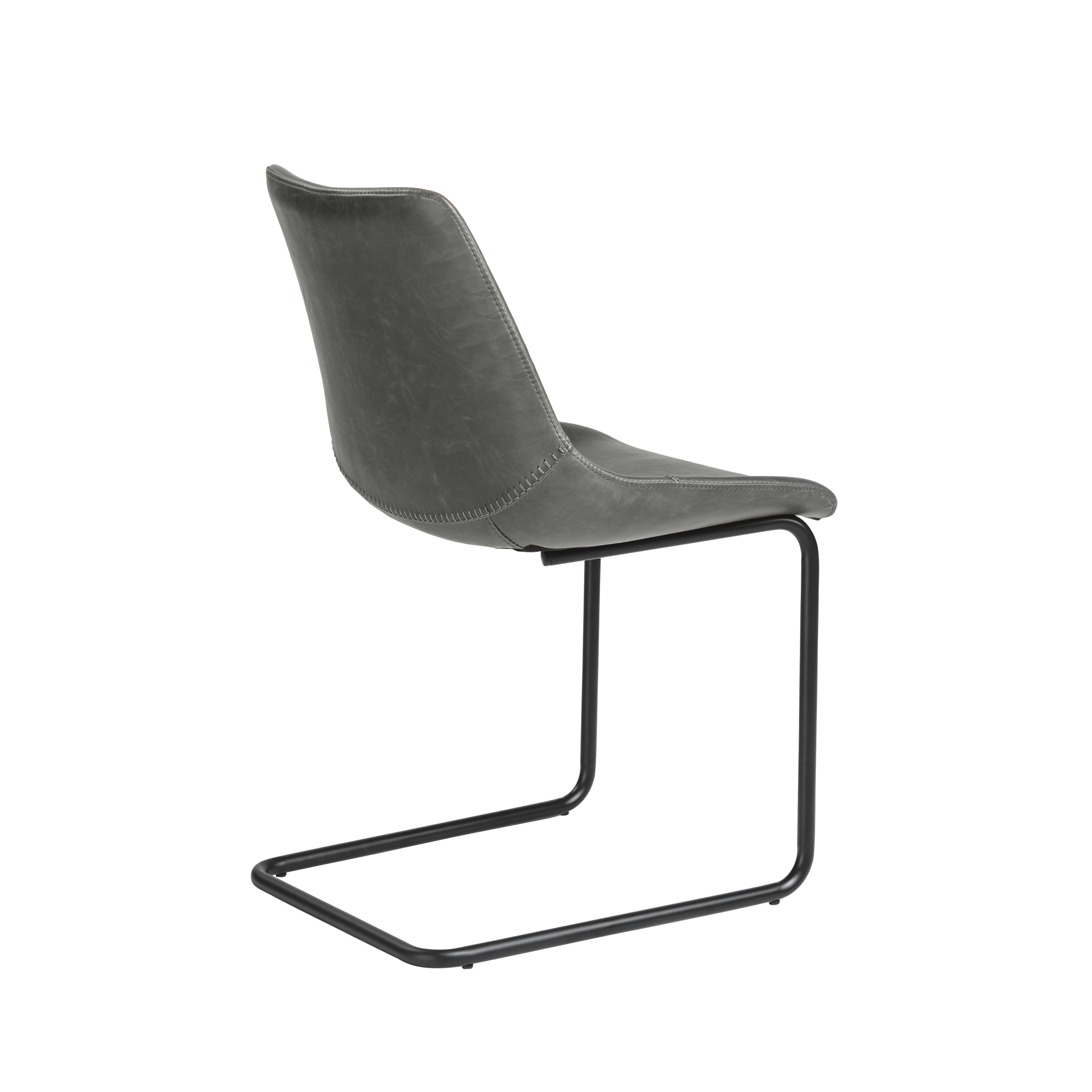 Flynn Side Chair Set of 2 - Genuine Leather Upholstery & Coated Metal Legs - Modern Dining Room, Kitchen, or Office Seating