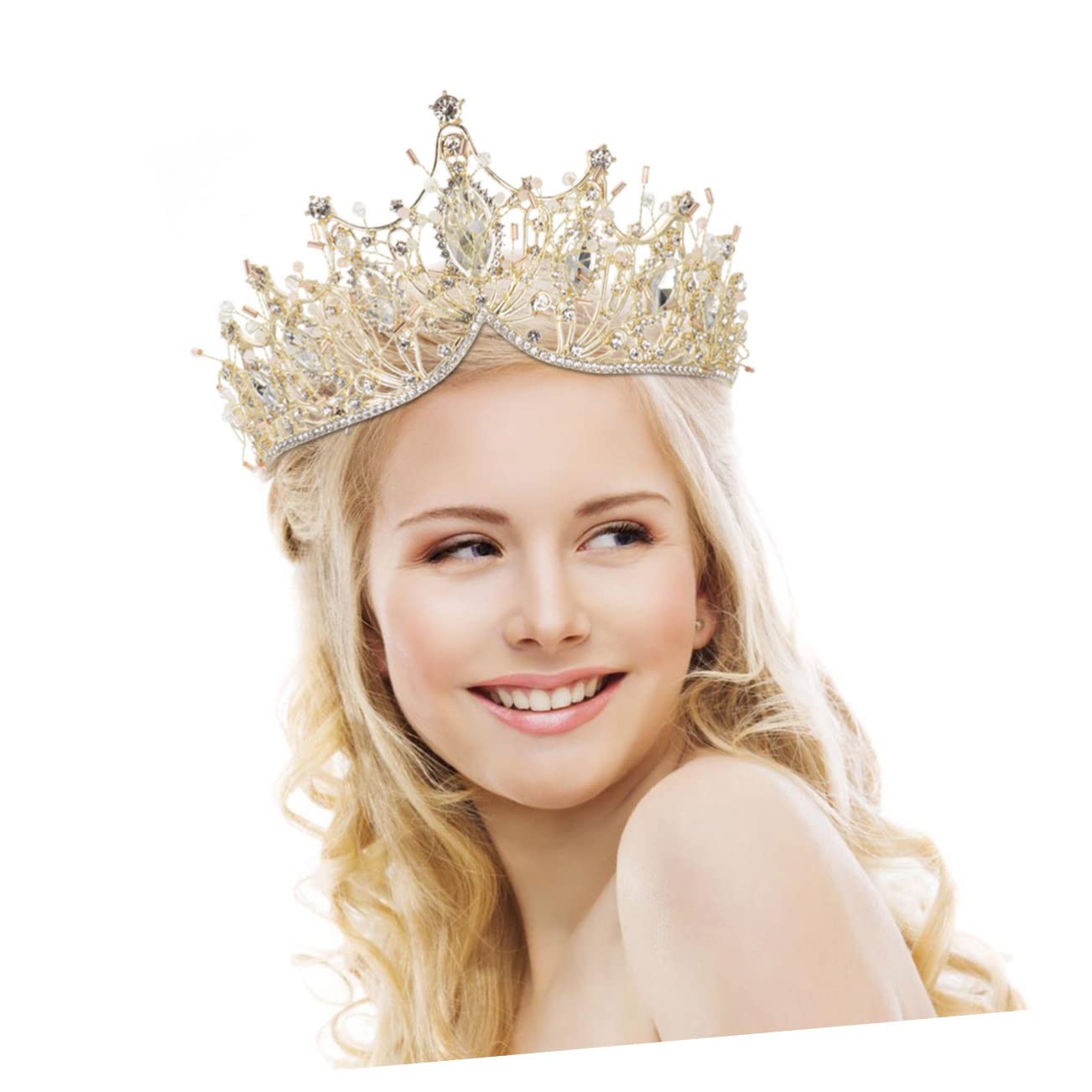 Baroque Crown Vintage Rhinestone Tiara - Wedding Bride Headpiece, Audrey Bling Headband for Prom, Birthday, Halloween & Step Mother Accessories | Elegant Alloy Hairband for Women & Girls