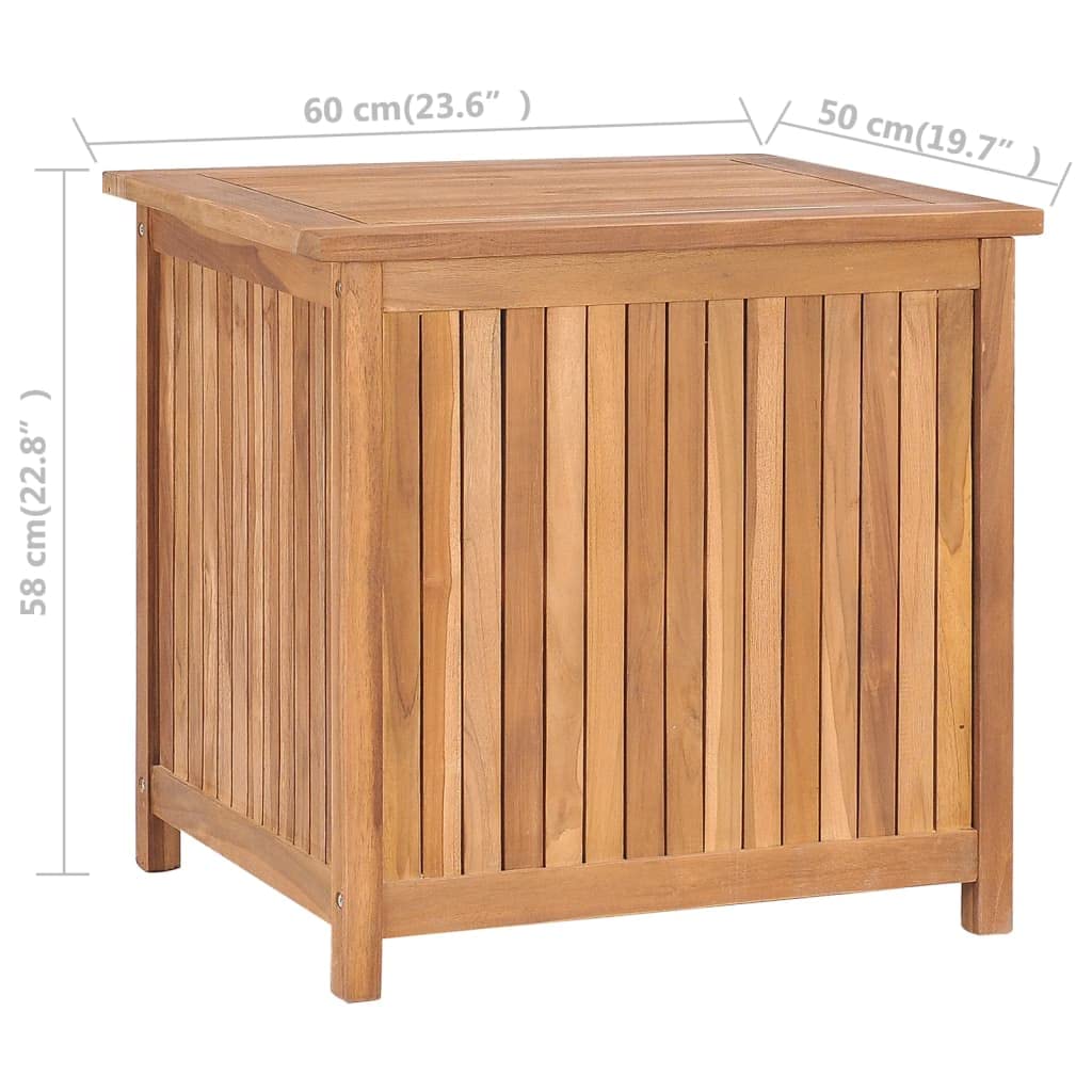 Premium Teak Wood Patio Storage Box with Waterproof Lining - 23.6