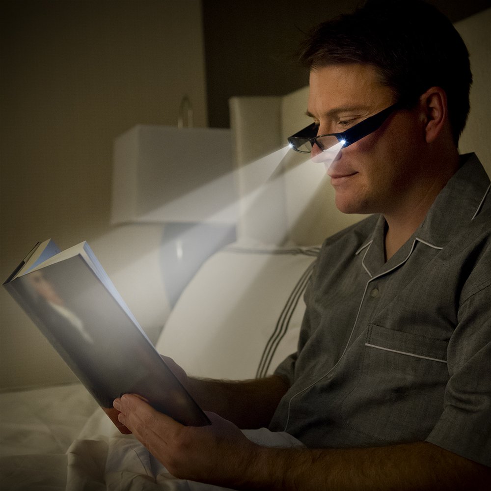 Ultra Bright LED Reading Glasses - Lightweight Rectangular Frame for Night Reading, Crafting & Low Light Activities | Perfect for Book Lovers & Hobbyists