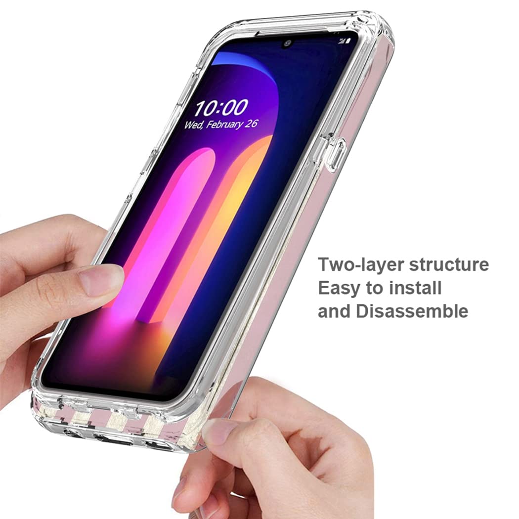 **LG V60 ThinQ 5G Case with Tempered Glass Screen Protector - Clear USA Flag Design, Shockproof Full Body Protective Cover for LG V60/LM-V600 - Perfect for Travel, Work & Everyday Use**