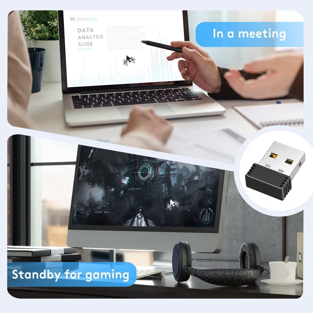 2 Pcs Undetectable USB Mouse Jiggler for Computer & Laptop - Simulate Mouse Movement to Keep PC Awake, Prevent Sleep Mode - Ideal for Remote Work & Presentations