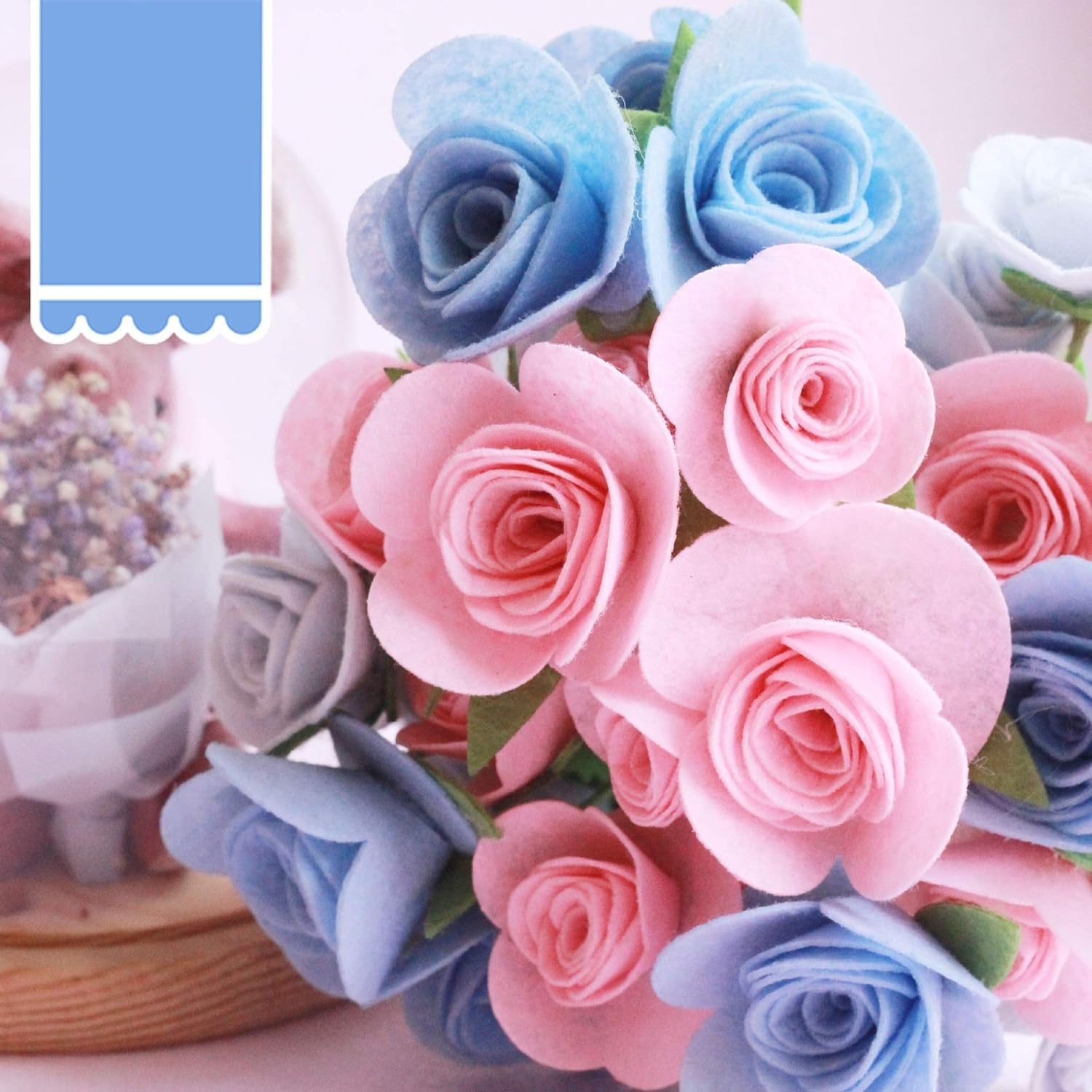 Abbie DIY Felt Applique Flower Kit - Non-Woven Absorbent Felt Carnation Craft Set for Home Wall Decor, Table Centerpiece & Office Decoration - Perfect for DIY Gifts, Party Favors and Craft Projects