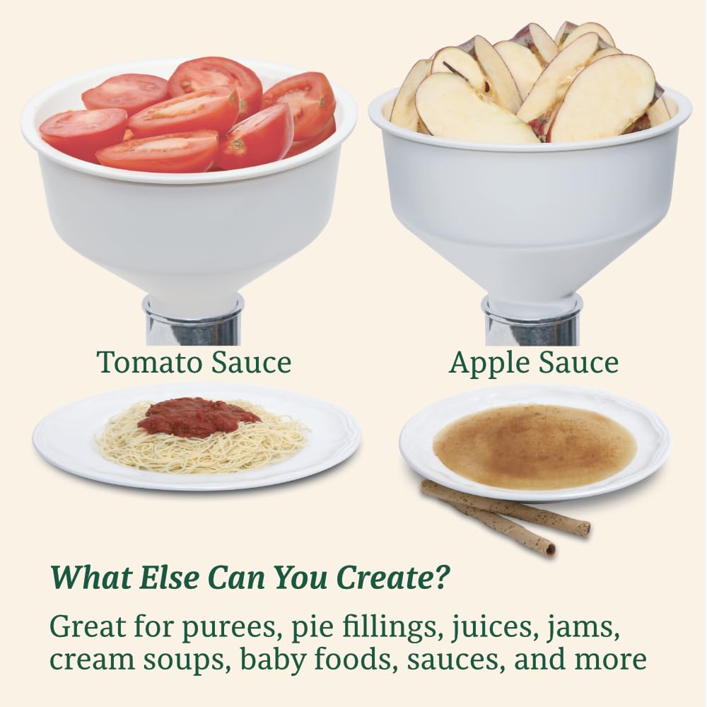 Electric Johnny Apple Sauce Maker & Tomato Strainer - Model 250 Clamp-Based Food Mill with Motor - Remove Skins & Seeds from Fruits & Vegetables - Perfect for Canning, Jams, Baby Food & Homemade Sauces
