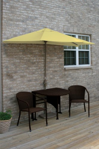 5-Piece Terrace Mates Half-Oval Outdoor Wicker Furniture Set 9' - Yellow/Java, Perfect for Patio, Garden, or Poolside Relaxation