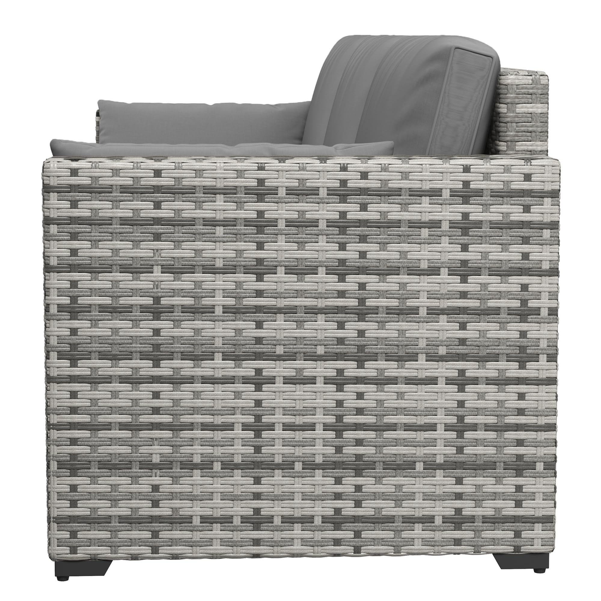 Outsunny 3-Seater PE Wicker Outdoor Sofa with Removable Cushions - Gray Rattan Patio Furniture for Balcony, Deck, Garden & Poolside | Perfect for Relaxing, Entertaining & Outdoor Lounging