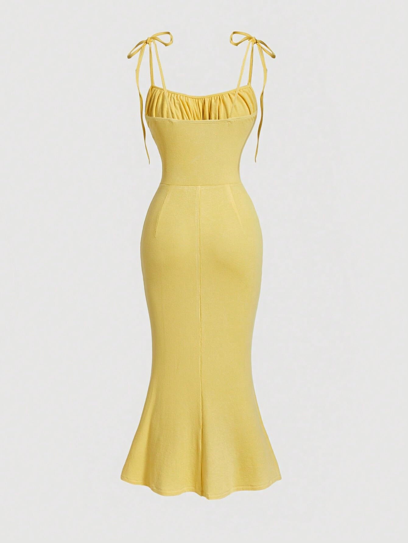 Trendy Women's Solid Ruched Bust Tie Shoulder Cami Dress - Sleeveless Long Summer Dress 2023 | Perfect for Beach Vacations, Date Nights & Casual Outings