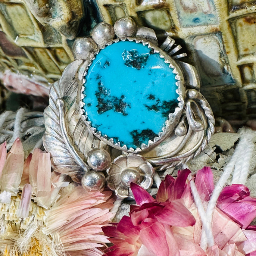 Sterling Silver Turquoise Feather Ring for Women - Size 6.25 - Handmade Native American Jewelry - Perfect for Boho Fashion, Gift Giving & Special Occasions