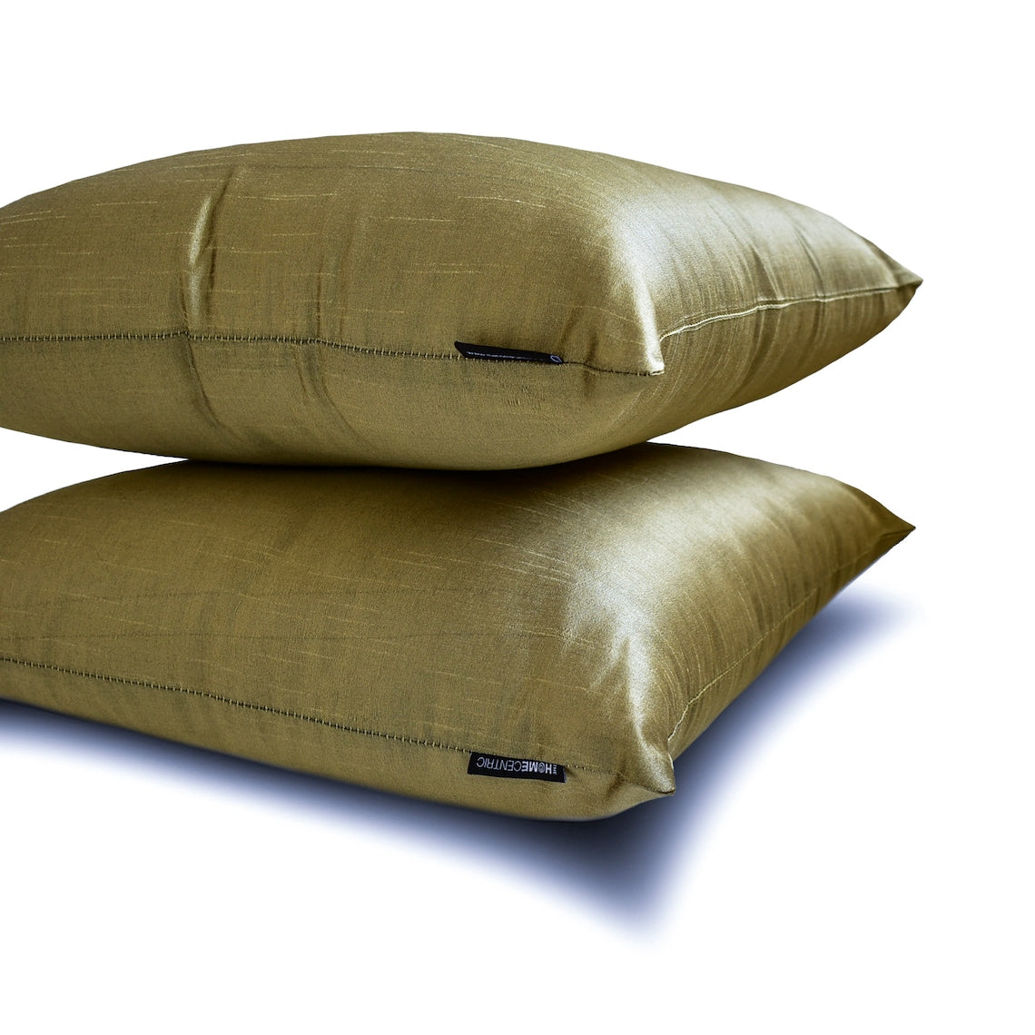 Antique Gold Luxury Silk Throw Pillow Covers (Set of 2) - Elegant Home Decor for Sofa, Bedroom & Living Room