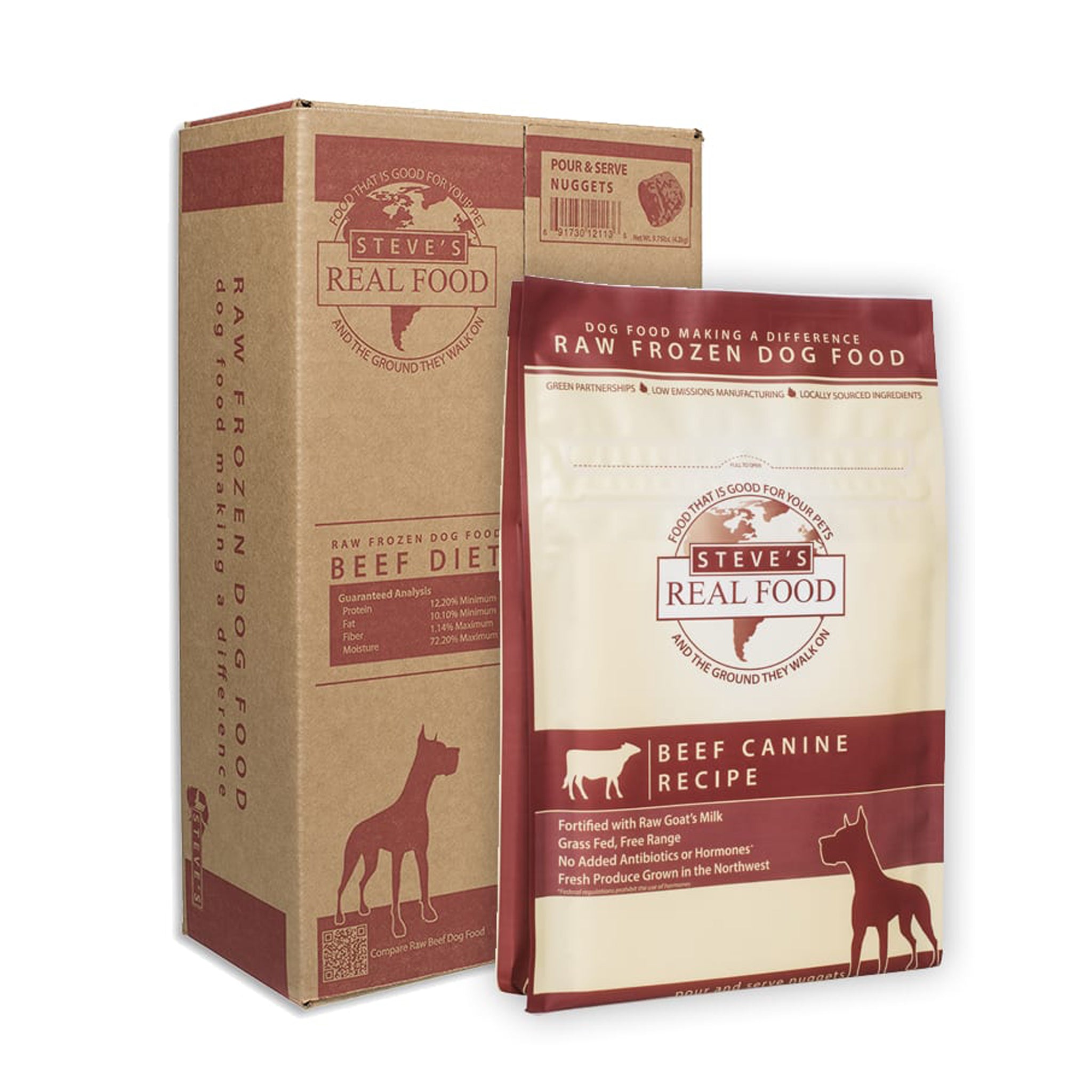 Steve's Frozen Raw Dog Food - Premium Beef Recipe for Dogs | High Protein, Grain-Free, All-Natural | Perfect for Sensitive Stomachs & Active Pets