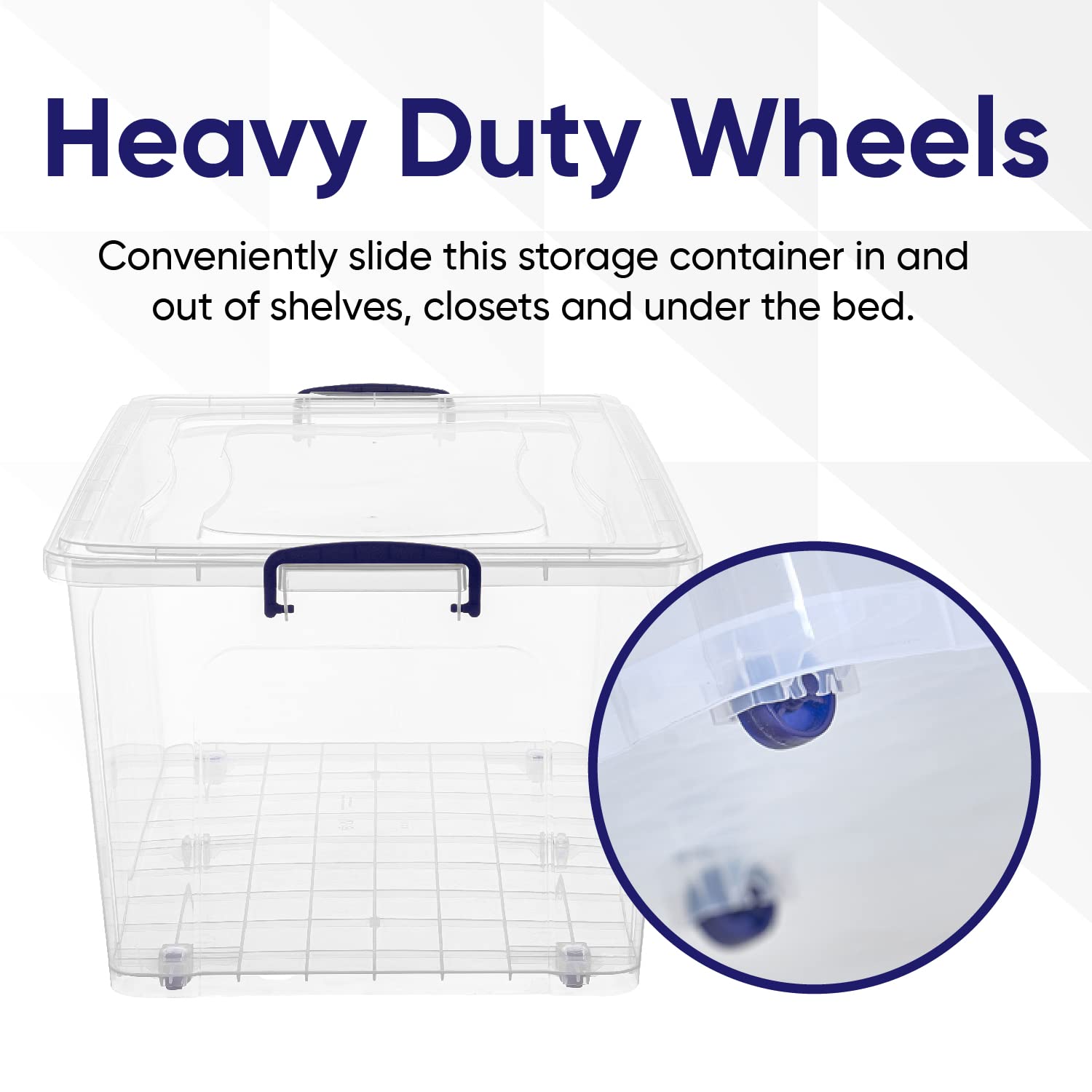 Superio 85 Qt Clear Storage Boxes with Wheels (2 Pack) - Heavy Duty Rolling Bins with Lids for Home, Garage & Closet Organization | Stackable Plastic Containers for Linen, Tools, Clothing & Supplies | Perfect for Seasonal Storage & Moving