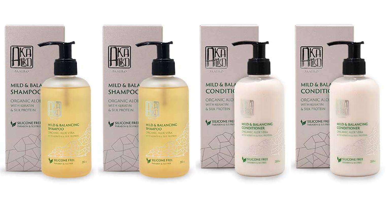 AKALIKO Organic Aloe Vera Shampoo and Conditioner Set - Sulfate Free, Paraben Free for Hydrated, Healthy Hair - Perfect for Dry, Damaged Hair Care at Home or Salon