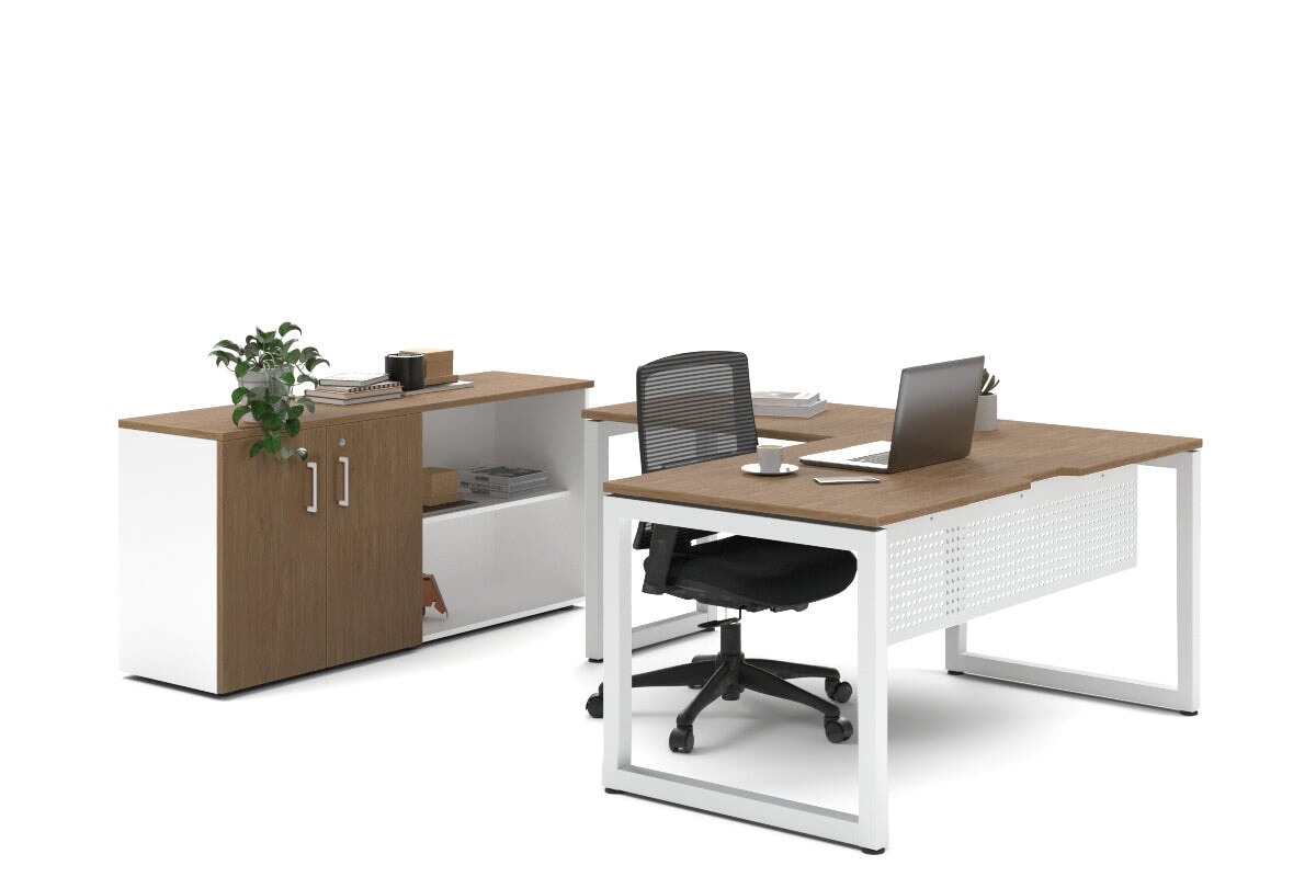 Quadro Loop Legs L-Shaped Executive Desk with White Legs [1800L x 1700W] - Perfect for Home Office, Conference Rooms & Modern Workspaces