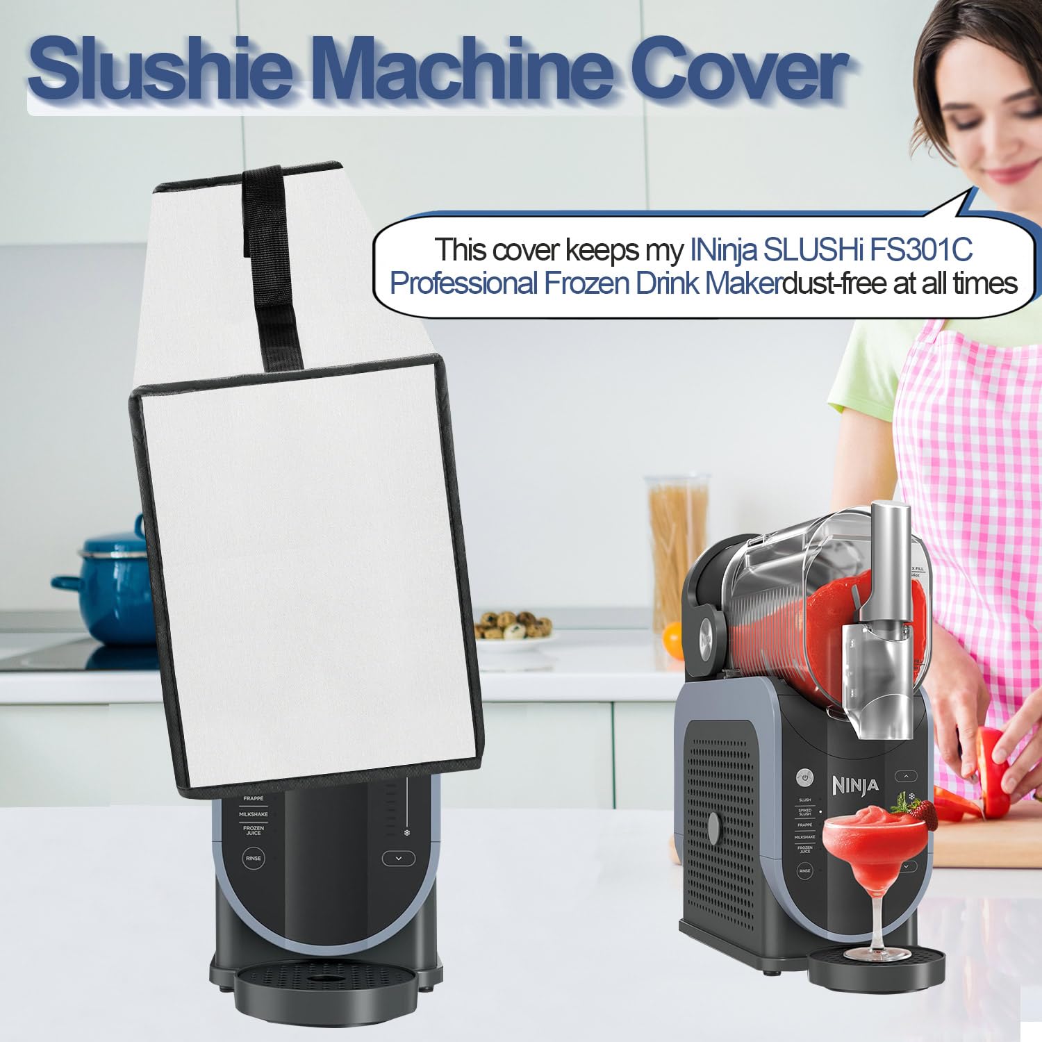 Heavy Duty Waterproof Slushie Machine Cover for Ninja FS301C/FS301 Professional Frozen Drink Maker - Thickened Dust Protective Case (Silver) | Perfect for Home Bars, Parties, and Commercial Use