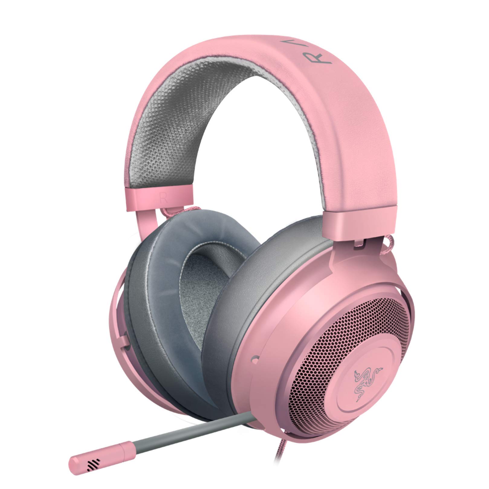 Razer Kraken Gaming Headset - Lightweight Aluminum Frame with Retractable Noise-Canceling Mic | Compatible with PC, PS4, PS5, Nintendo Switch, Xbox One & Series X/S, Mobile Devices | 3.5mm Audio Jack in Quartz Pink | Perfect for Competitive Gaming, Streaming & Online Meetings