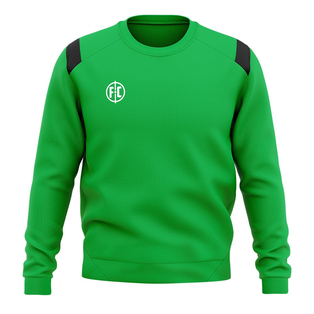 FC Contrast Sweatshirt - Emerald Green & Black Pullover Hoodie for Men | Casual Streetwear, Gym & Outdoor Activities