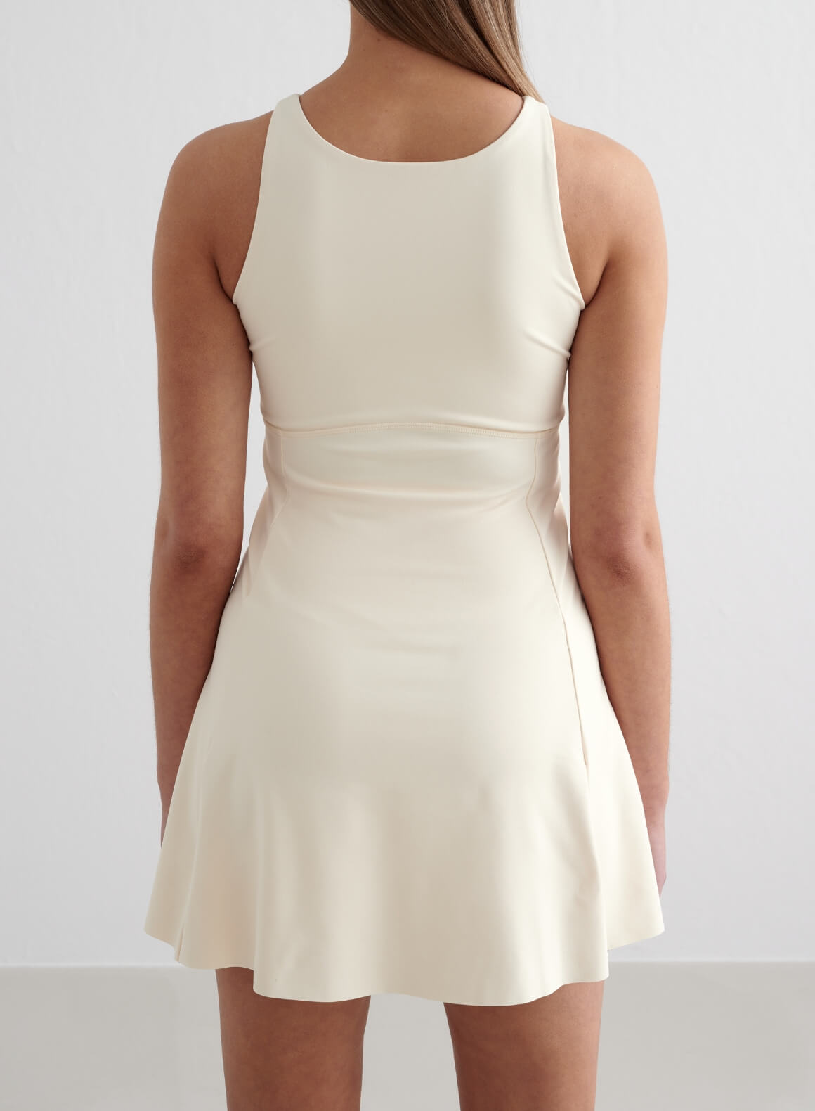 Elegant Almond White High Neck Dress for Women - Perfect for Office Wear, Parties & Special Occasions