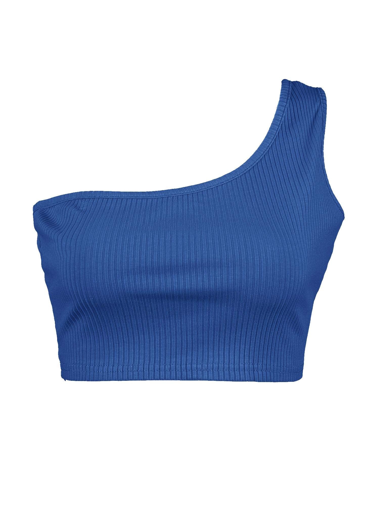 Minclouse Women's One Shoulder Sleeveless Crop Top - Sexy Strappy Tank Tee for Summer | Casual Outfit, Beachwear, Night Out, Party, Vacation Essentials