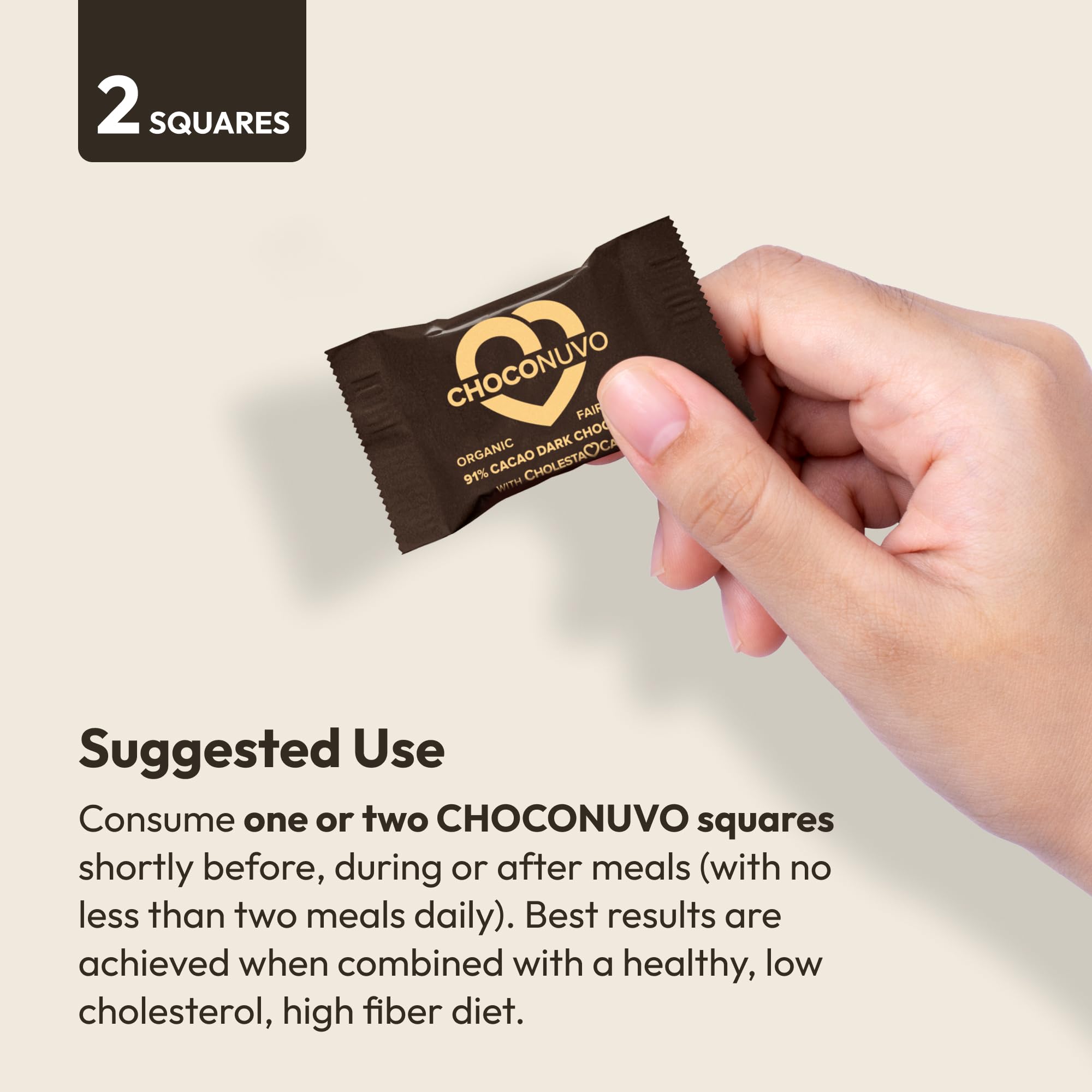 ANDREW LESSMAN ChocoNuvo 91% Cacao Extreme Dark Chocolate - 180 Organic Fair Trade Pieces with Plant Sterols for Healthy Cholesterol | Low Calorie (26kcal), Low Fat & Sugar | Perfect for Keto Diet, Healthy Snacking & Gift Giving