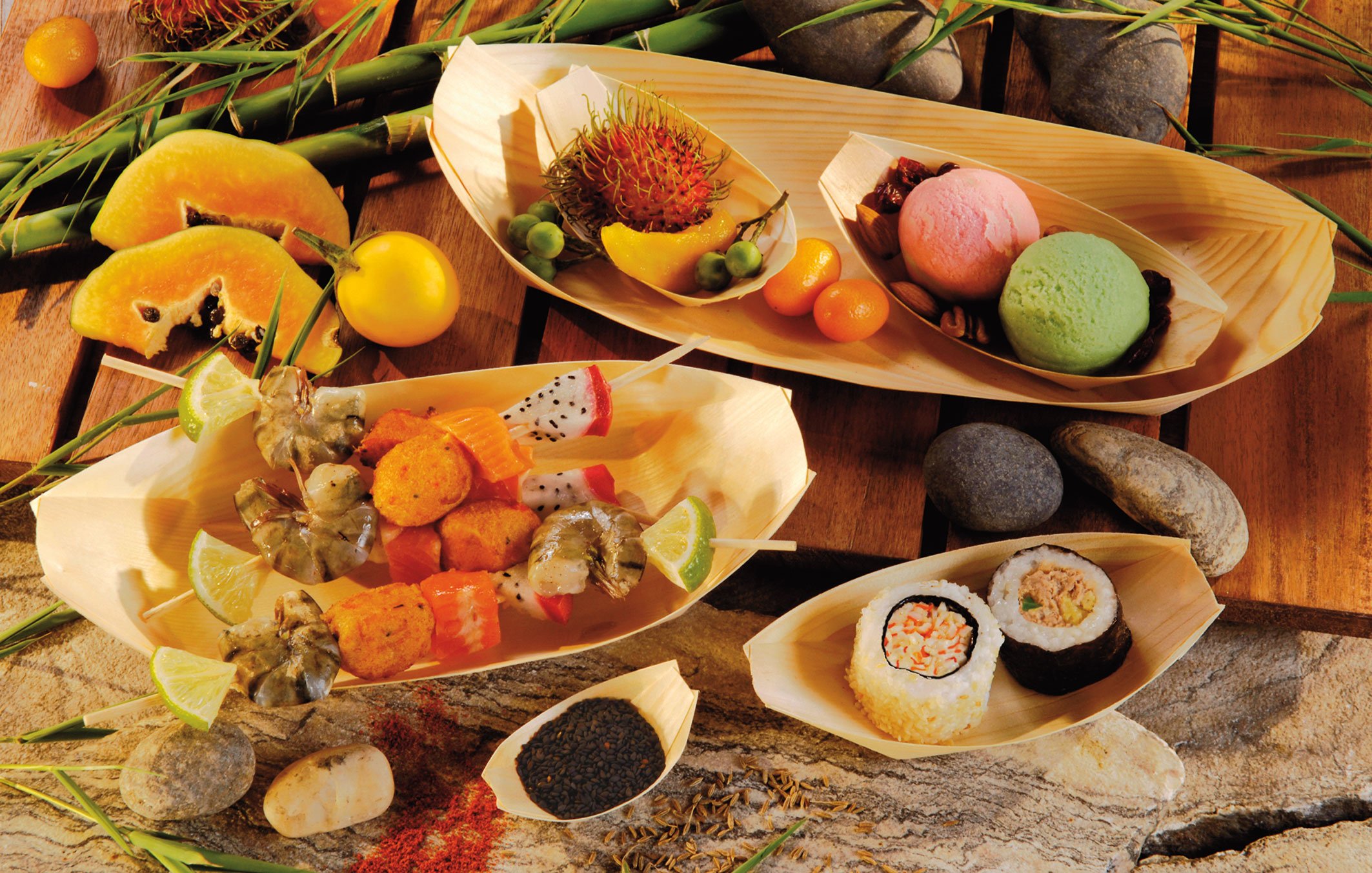 Eco-Friendly Large Wooden Boat Trays - Biodegradable 12oz Disposable Wooden Appetizer Plates for Cocktail Parties, Weddings, BBQs & Picnics | Perfect for Serving Finger Foods, Canapés and Hors d'oeuvres at Events