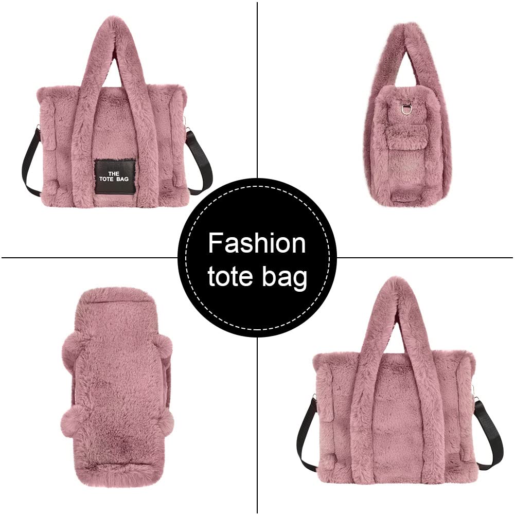 Aucuu Soft Plush Tote Bag for Women - Fluffy Crossbody Handbag with Adjustable Shoulder Strap, Large Capacity Purse for Shopping, School, Work & Travel | Perfect for Daily Use, Commuting and Weekend Outings