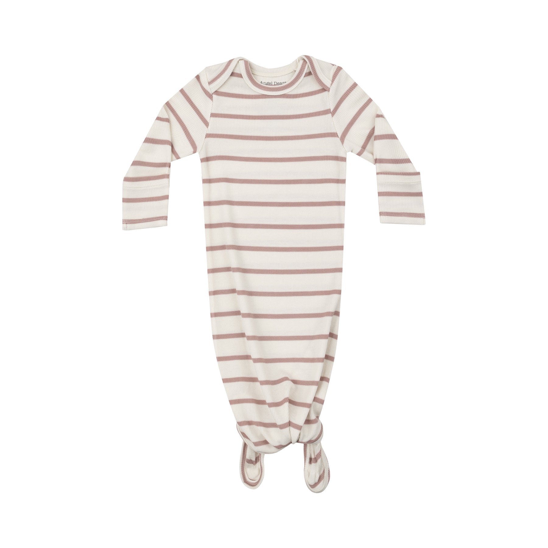 Misty Rose Striped Ribbed Knotted Gown - Elegant Loungewear for Women, Soft and Comfortable Sleepwear, Perfect for Relaxing at Home or Romantic Evenings