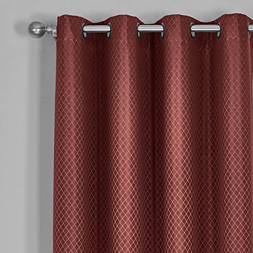 Premium Jacquard Blackout Curtains Set of 2 - Elegant Drape Design 108x120 Inches, Brick Red - Perfect for Living Room, Bedroom & Home Theater Light Blocking
