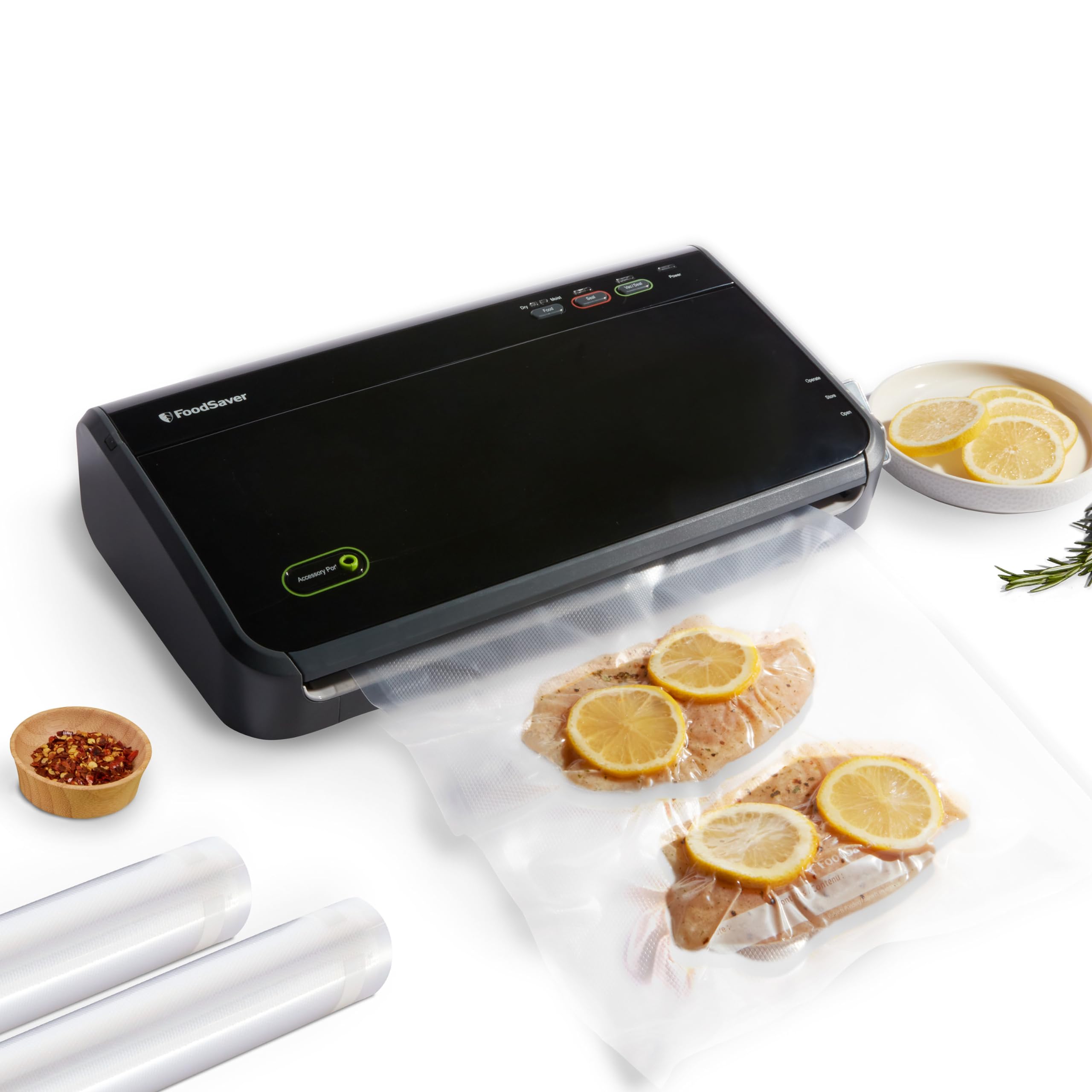 FoodSaver Vacuum Sealer Machine - Automatic Bag Detection, Sous Vide Compatible, Includes Sealer Bags & Roll, Handheld Vacuum Sealer, Black - Perfect for Meal Prep, Sous Vide Cooking & Food Storage