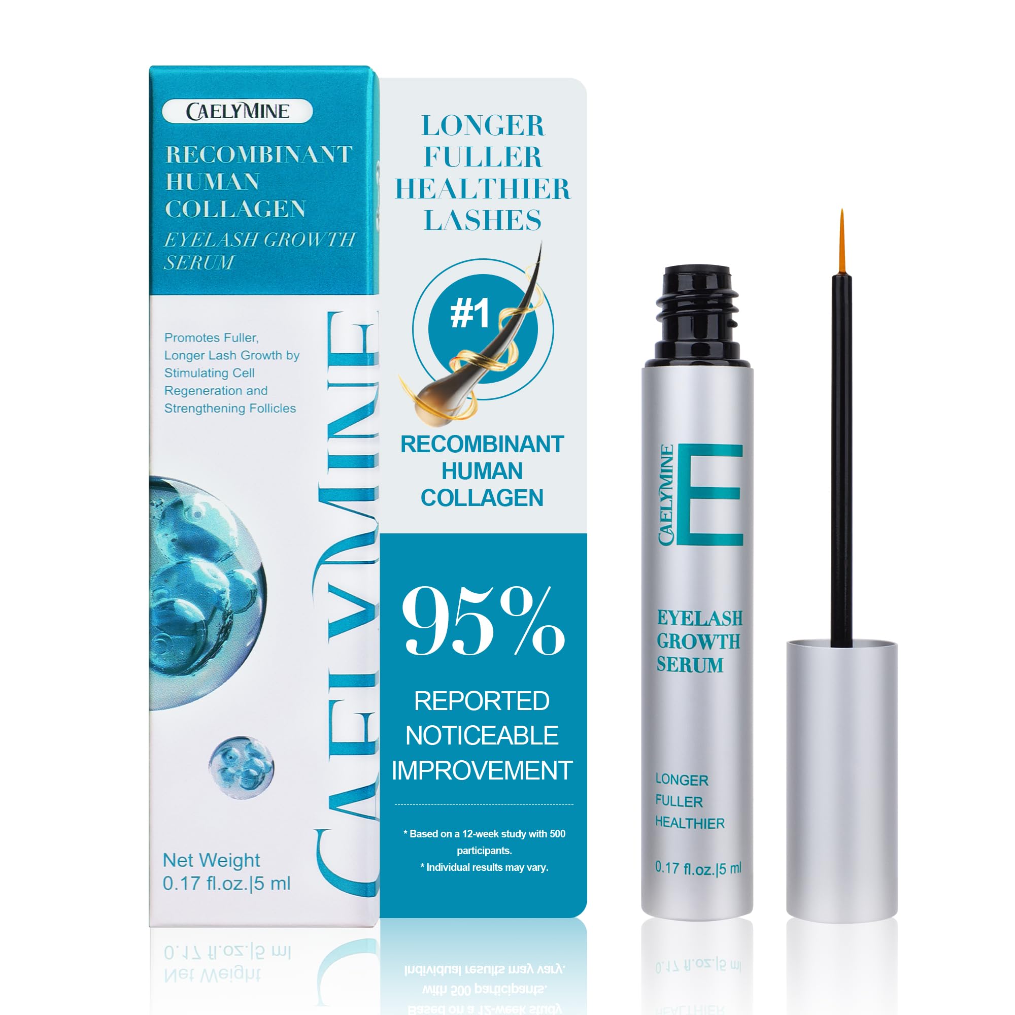 Natural Eyelash Growth Serum (0.17fl.oz/5ml) - Premium Lash Enhancer for Longer, Thicker, Fuller Lashes - Strengthens & Conditions - Safe Effective Formula with Visible Results in 2 Weeks - Perfect for Daily Use, Special Occasions & Lash Care Routine