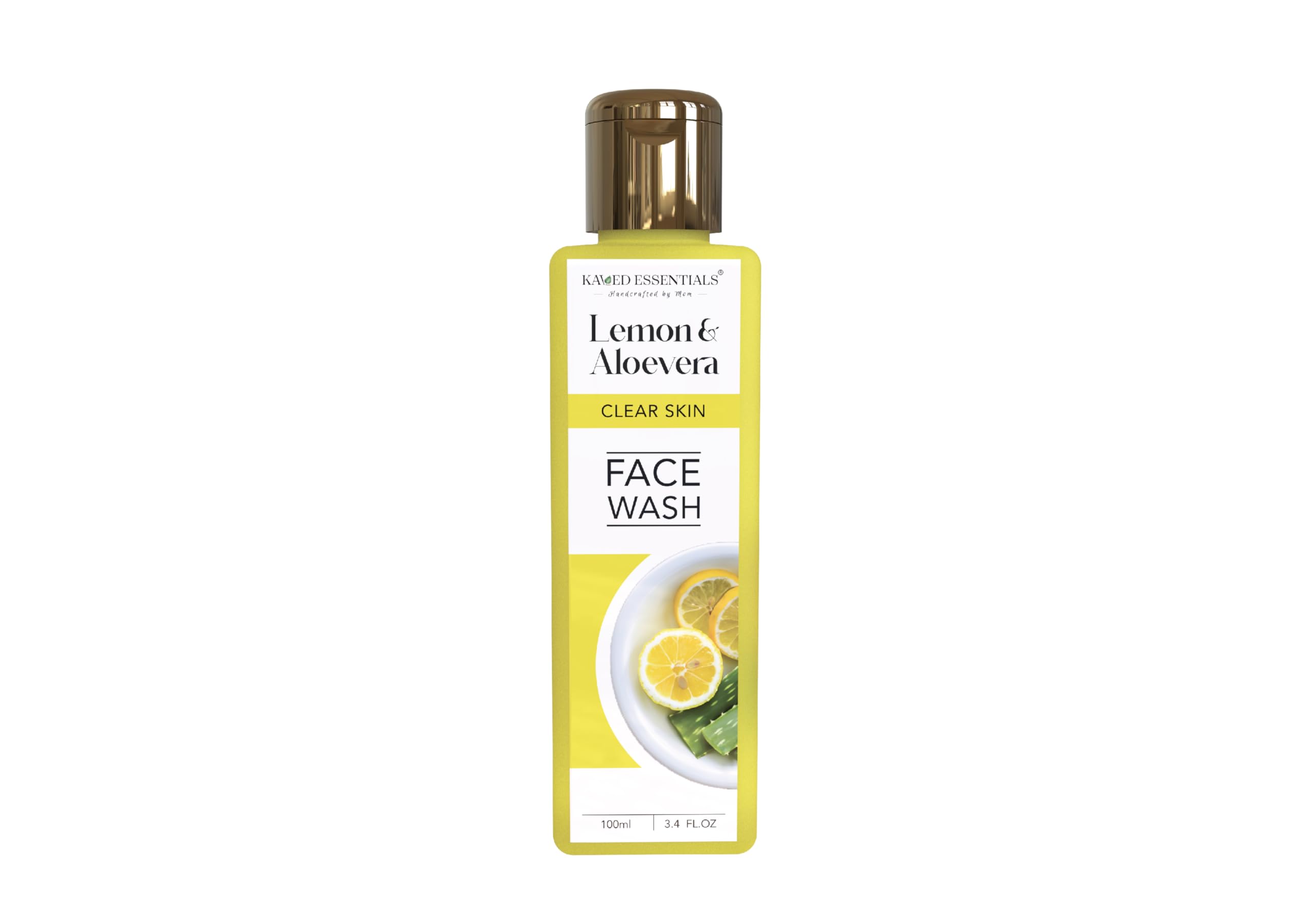 KAVED ESSENTIALS Lemon & Aloe Vera Face Wash 100ml - Gentle Cleansing for Acne-Prone & Sensitive Skin - Perfect for Daily Skincare Routine & Travel