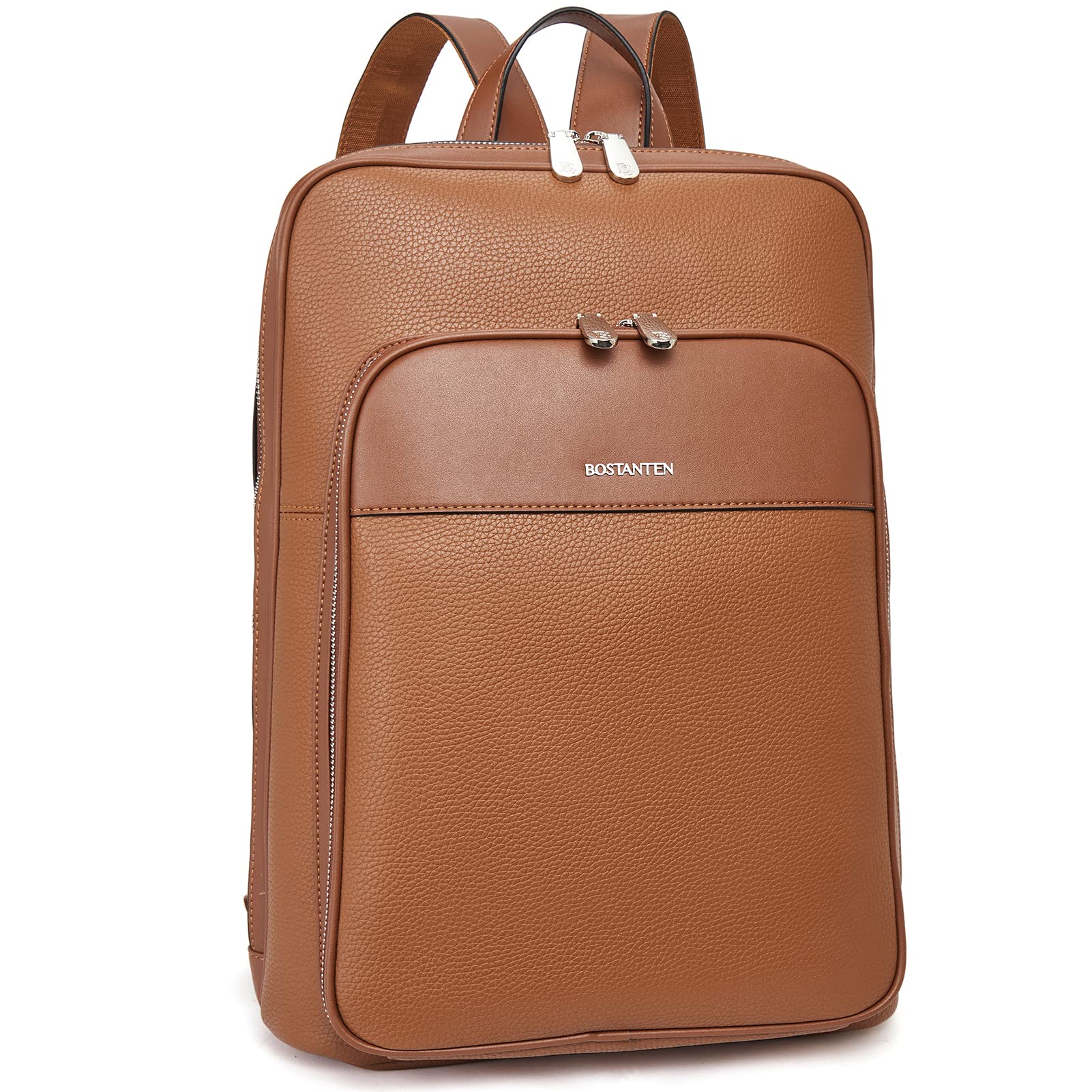 BOSTANTEN Genuine Leather Laptop Backpack for Women - 15.6 Inch Business Travel Backpack with USB Charging Port, Water Resistant Work Bag for Office, College & Commuting