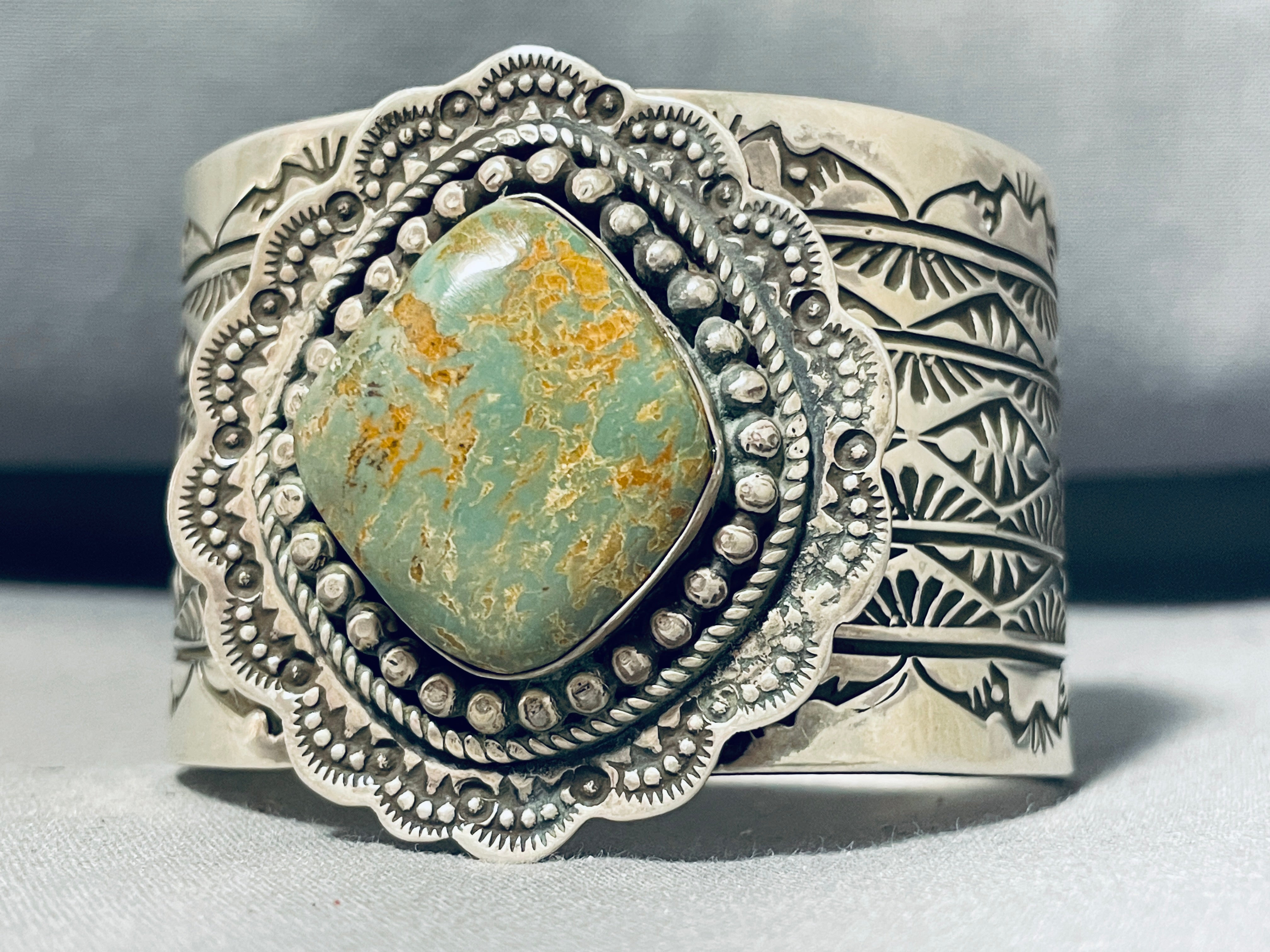 132 Grams Authentic Navajo Royston Turquoise Sterling Silver Handmade Signed Bracelet - Perfect for Boho Fashion, Native American Jewelry Collectors & Gift Giving