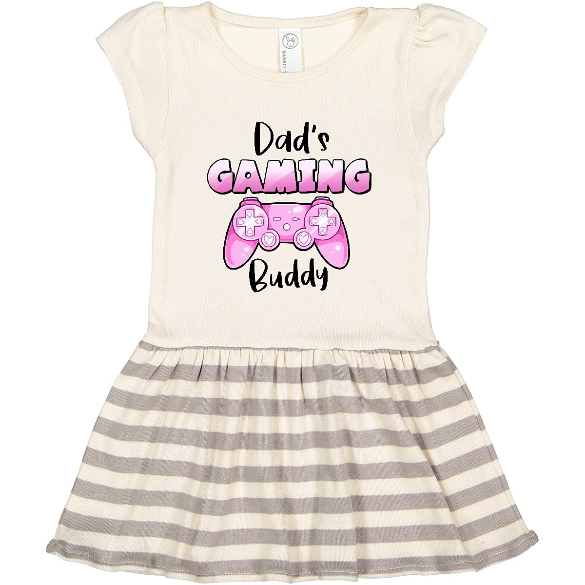 Inktastic Dad's Gaming Buddy - Pink Controller Toddler Dress for Girls, Cute Gamer Baby Outfit, Soft Cotton Casual Play Dress - Perfect for Birthday, Father's Day & Family Game Nights