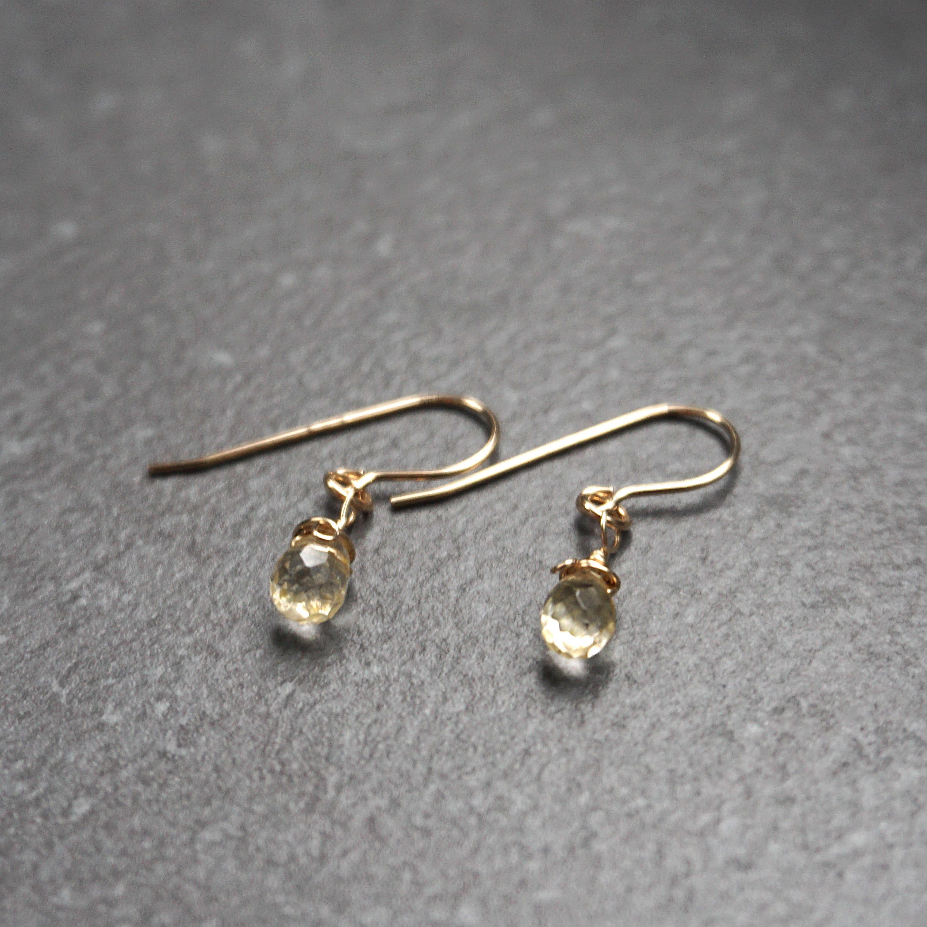 14k Gold Filled Citrine Teardrop Earrings for Women - Elegant Dangle Drop Earrings for Wedding, Party & Everyday Wear