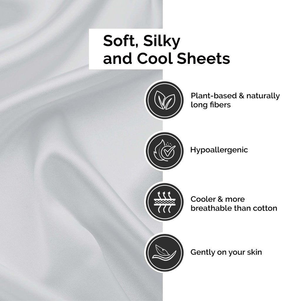 300 Thread Count Rayon Bamboo Deep Pocket Sheet Set - Ultra Soft & Breathable Bed Sheets for Queen Size Mattress - Perfect for Hot Sleepers & All-Season Comfort