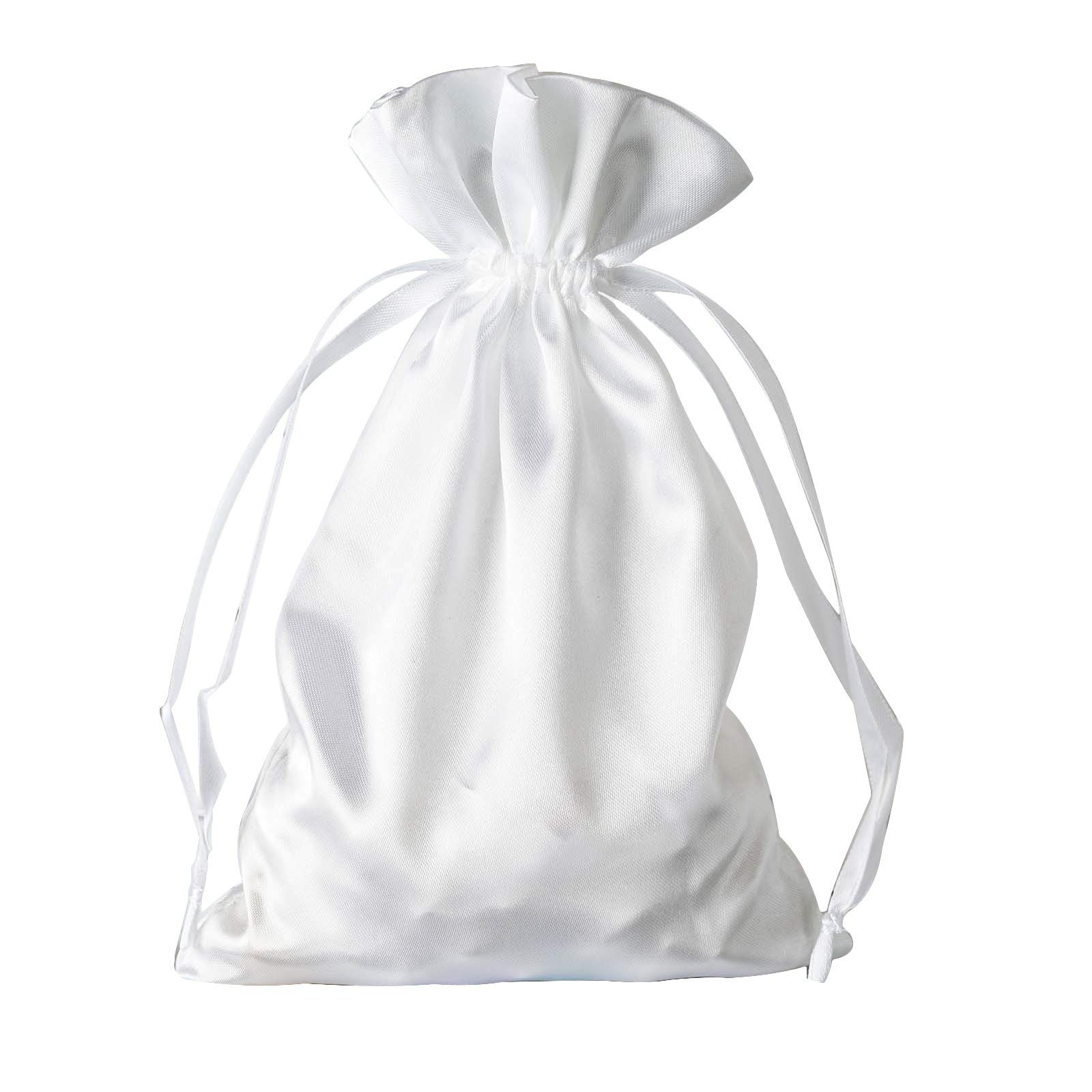 60 Pcs 6x9 Inch White Satin Drawstring Bags - Elegant Wedding Favors, Party Gift Bags, Jewelry Pouches & Candy Packaging for Bridal Showers, Baby Showers and Special Events