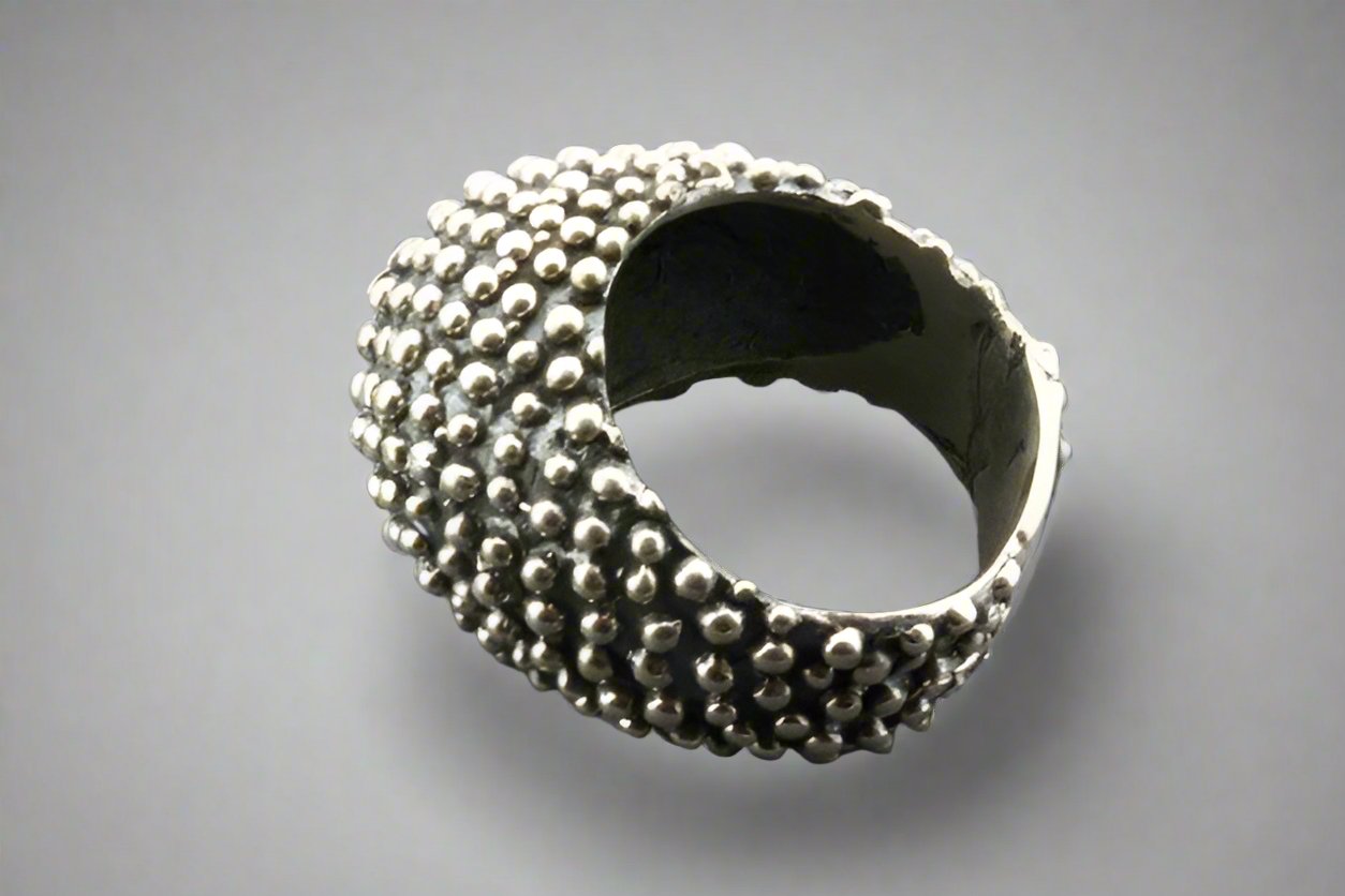 Oxidized & Beaded Sterling Silver Signet Ring for Men & Women - Perfect for Everyday Wear, Gifts & Special Occasions