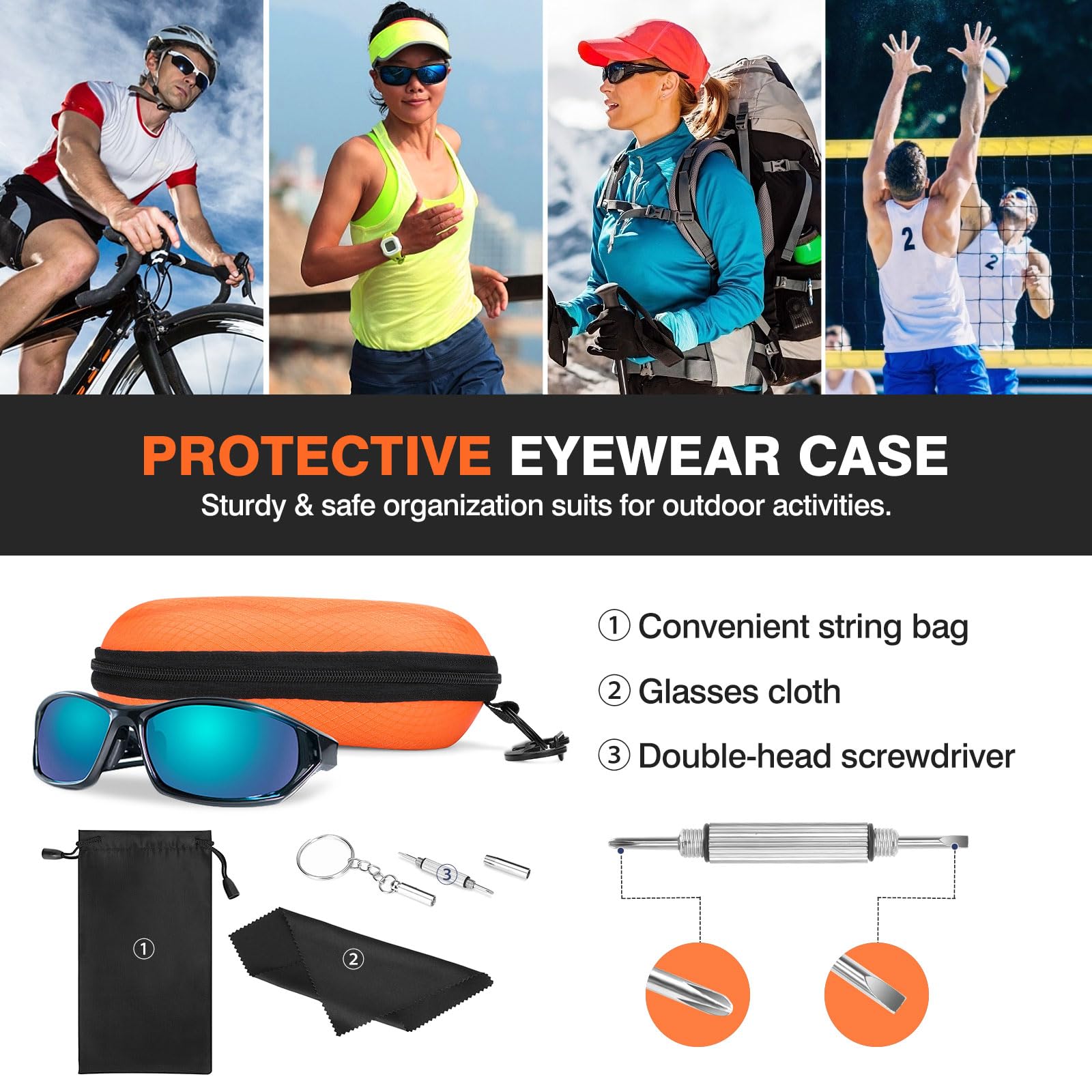 MoKo Semi Hard Shell Sunglasses Case - Durable Protective Eyeglass Holder with Metal Hanging Hook for Men & Women | Perfect for Travel, Outdoor Activities & Everyday Use