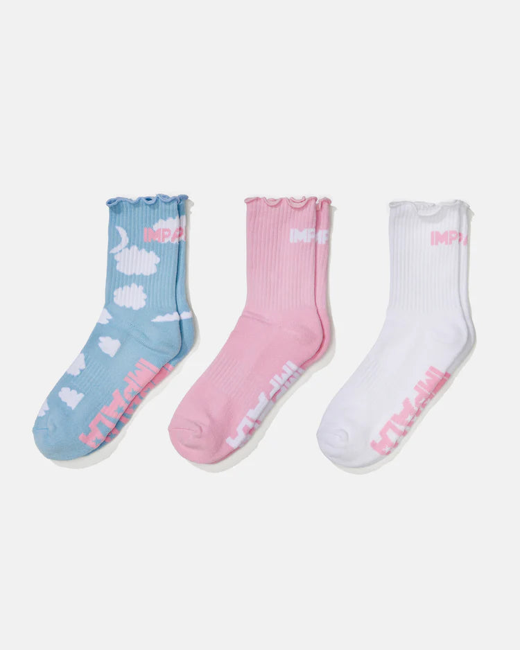 Impala Frill Socks 3 Pack - Cute Lace Trim Ankle Socks for Women & Girls (Starbright Color) - Perfect for Ballet, Dance, School & Everyday Wear
