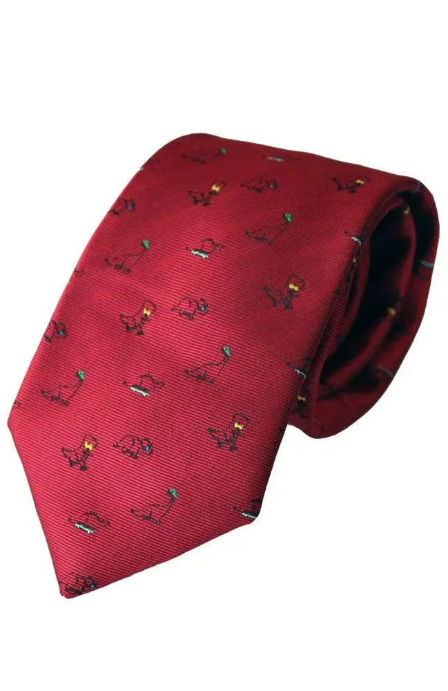 LA Smith Red Dinosaur Polyester Necktie - Fun Novelty Dino Print Tie for Men, Kids & Costumes - Perfect for Parties, Cosplay & Jurassic Themed Events