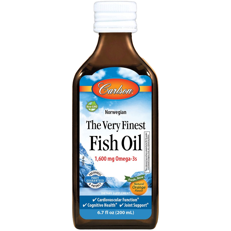 Carlson Labs The Very Finest Fish Oil - Natural Orange Flavor, 200ml Liquid Omega-3 Supplement for Heart & Brain Health - Perfect for Daily Wellness & Immune Support