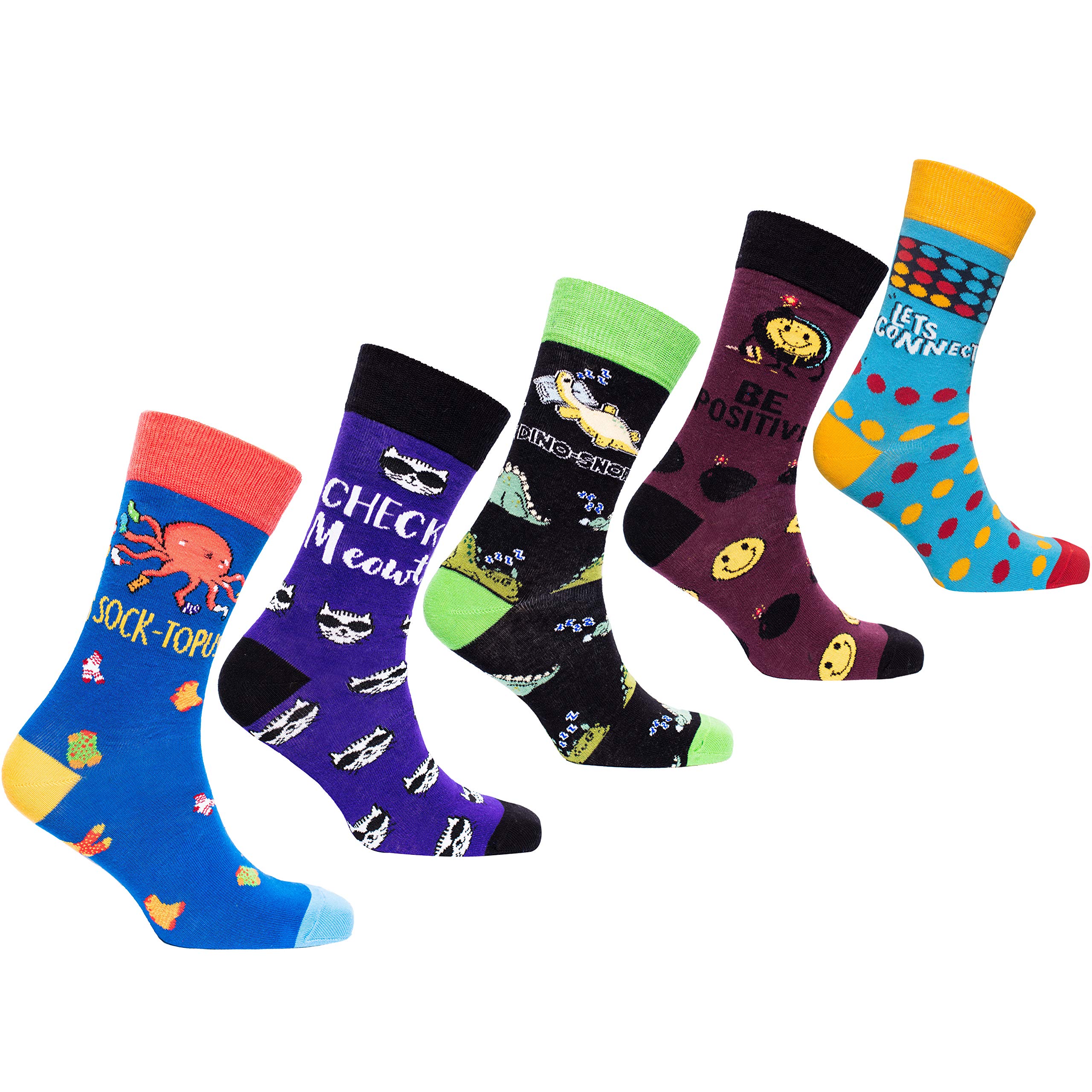 Men's 5-Pack Luxury Colorful Cotton Novelty Dress Socks Gift Set - Fun & Stylish Socks for Work, Party & Casual Wear - Perfect Gift for Men