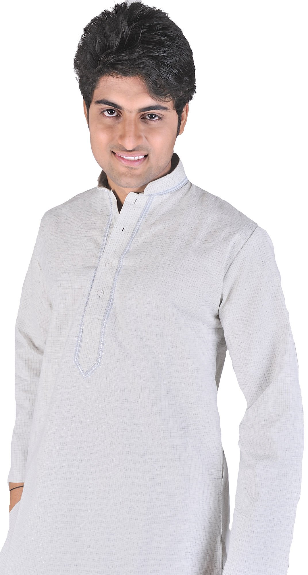 Elegant Smoke-Blue Kurta Pajama Set with Exquisite Embroidery - Perfect for Indian Weddings, Festivals & Cultural Events